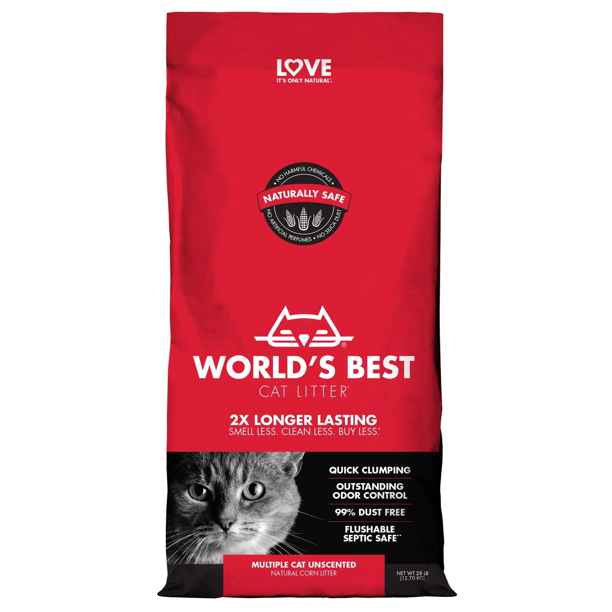 

World's Best Cat Litter Multiple Unscented Natural Litter, 28 lb.