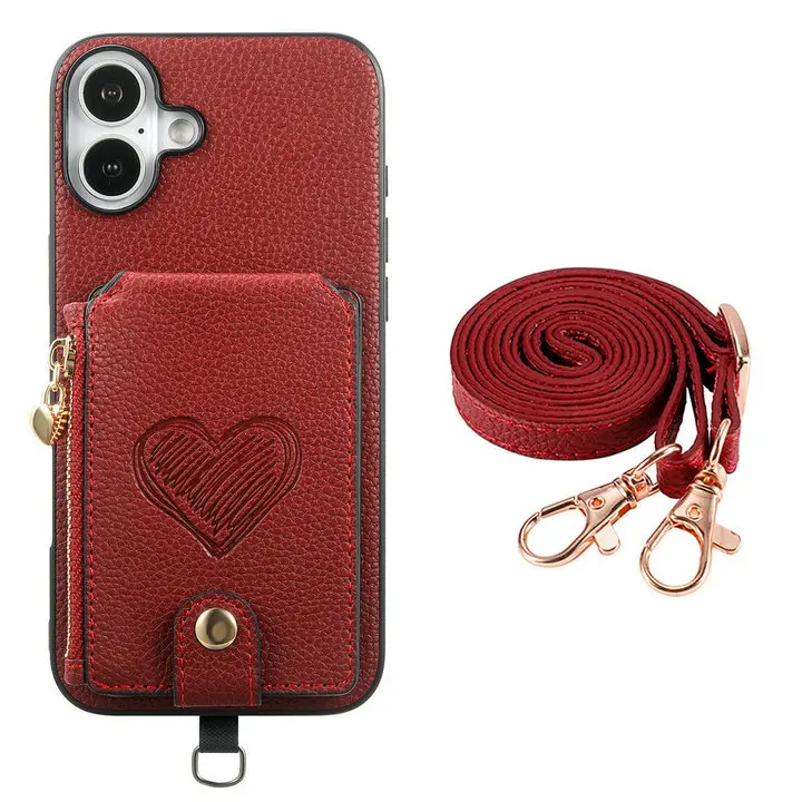 Crossbody Zipper Leather Wallet Case - Premium Back Cover