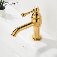 Retro ยุโรปห้องน้ําอ่างล้างหน้าก๊อกน้ําทองแตะเซรามิคตกแต่งชุบ Chrome เดี่ยวร้อนและเย็นดาดฟ้าติดตั้ง 2