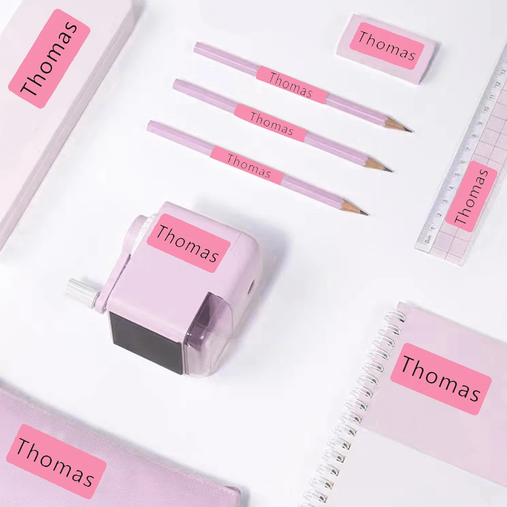 Pegatinas personalizadas para marcar lápices y bolígrafos. Etiquetas  adhesivas de vinilo resistentes al agua coloridas para niños en la escuela  y el