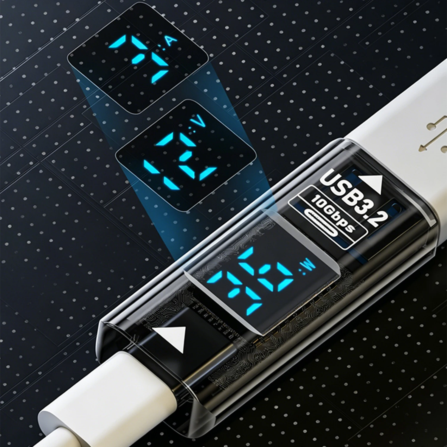 USB 3.2 타입 C 암-암 디지털 LED 디스플레이 어댑터 36W 고속 충전 10Gbps 데이터 커넥터 PC 노트북 휴대폰