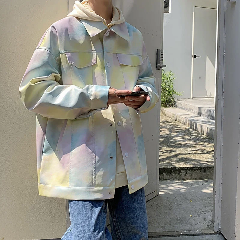 

2022 Men's Loose Couple Clothes Cargo Coats Dye Color Casual Streetwear Jackets Clothing Fashion Trend Outerwear Size S-2XL