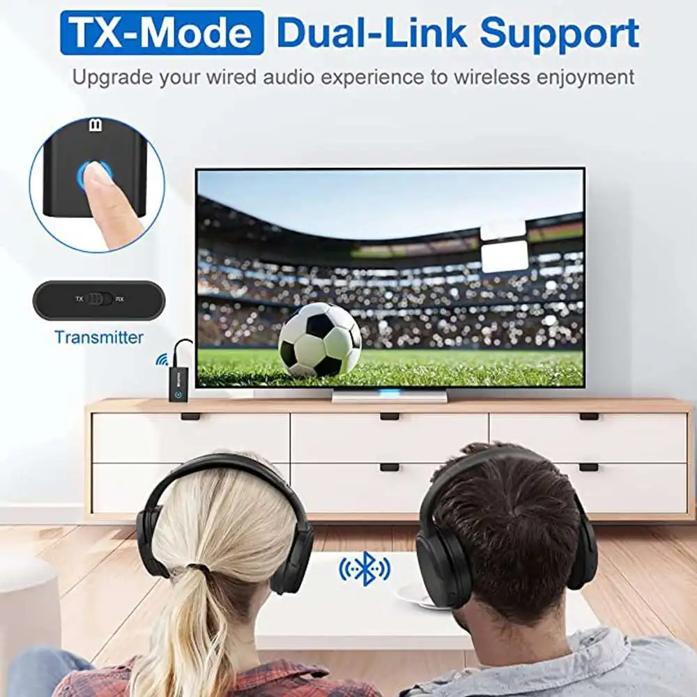 Blitzwolf BlitzMax BT05 송신기 수신기 bluetooth V5.2 TV PC 스피커 용 적응 형 낮은 대기 시간 HiFi 사운드 무선 어댑터