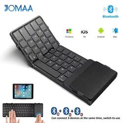 Portable Folding Bluetooth Keyboard with Touchpad and Premium PU Leather for Multi-Device Connectivity (Russian)