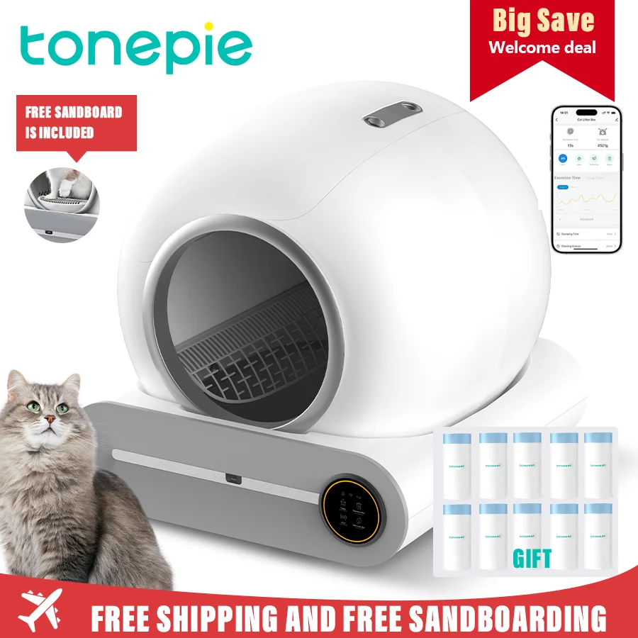 Cat Litter Box 65L Automatic Smart Self Cleaning Fully Enclosed