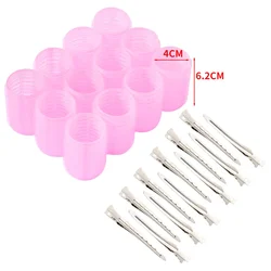 Self - Grip Hair Rollers Set with Clips - Heatless Curling and Styling Tool Kit (12 pcs) (Pink 24pcs - set)