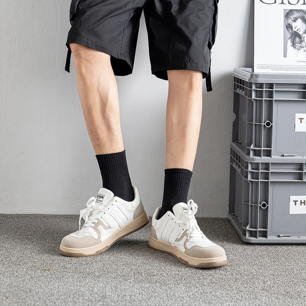 Business Men Cotton Socks 5Pairs Casual Breathable Sports Mid Tube Short Comfort Solid Color White Black Gray Wild Low Top Socks