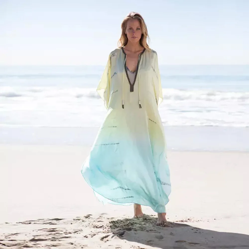 

Summer Beach Smock Loose Robe Vacation Beach Skirt Bikini Sunscreen Shirt Swimsuit Loose Solid Color Beach Cover-up Blouse