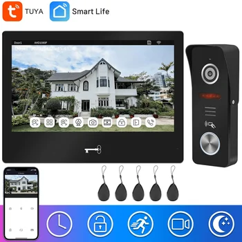 Indomita Tuya 비디오 인터콤 WiFi, 스마트 도어 폰 무선, 1080P RFID 도어 벨 카메라, 터치 스크린 10 인치, 오픈 2 잠금 장치