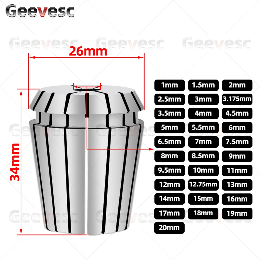 ER25 Spring Collet 1mm-16mm UP AA ER Collet Chuck Tool Holder ER25 Nut Collets 17 18 19mm 20mm