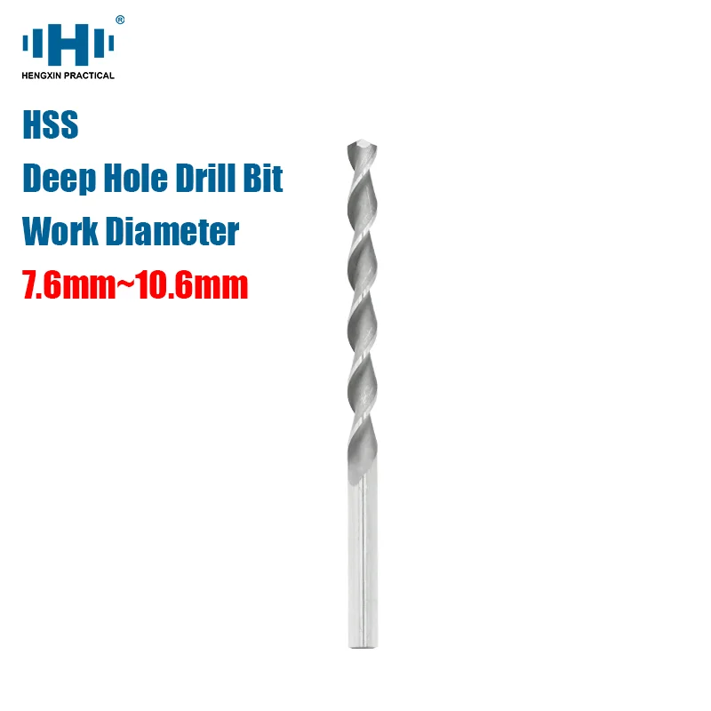 HENGXIN 7.6mm--10.6mm HSS High Speed Steel Deep Hole Drill Bit Straight Shank  Stainless Alloy Steel Tools for Electric Drills