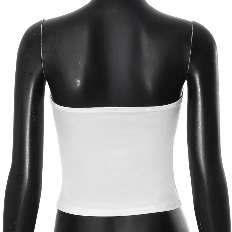 Top sexy con estampado floral, corto, sin tirantes, de una pieza, sin mangas, ajustado, de moda, para mujer, top informal sin cuello, sujetador Y2k