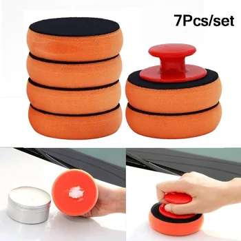 4 Inch Car Wax Applicator Pads Set with Red Handle Soft Sponge Applicators Foam Wax Pad for Polishing and Cleaning Cars 1
