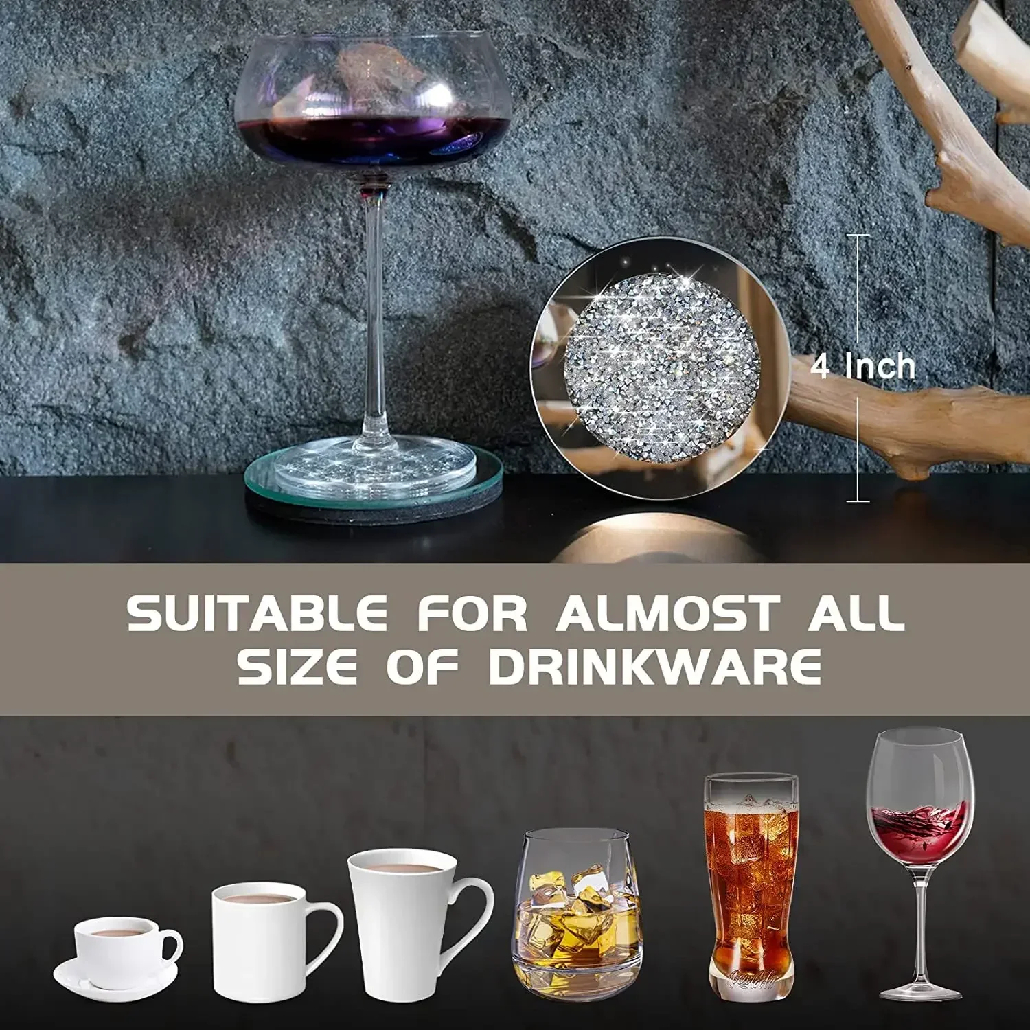 Mitavo Set 10 Sottobicchieri In Feltro Grigio Con Scatola Portatutto - Diametro 10 Cm, Spessore 5mm - Per Bicchieri E Tazze - 4