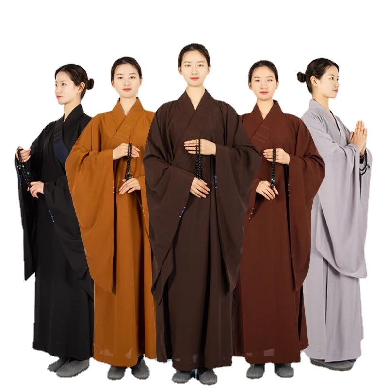 2023 Traditionele Chinese Gewaad Linnen Monniken Lange Jurk Voor Boeddhisme Haiqing Volwassenen Meditatie Kleding Boeddhistische Monnik Kleding