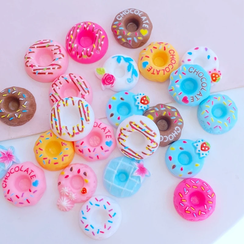 Resin Ornaments Craft Supplies Resin Crafts Resin Crafts Accessories 20Pcs Cute Mini Lovely Doughnut Bread Flat Back Resin Cabochons Scrapbooking DIY Jewelry Craft Decoration Accessories