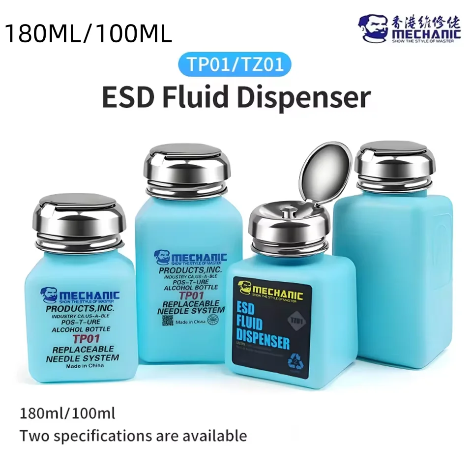 MECHANIC Antistatische Alkohol-Flüssigkeitsflaschenpresse, Pumpen, ESD-Flüssigkeitsspender, Kunststoffbehälter für Motherboard, PCB-Reinigungswerkzeug