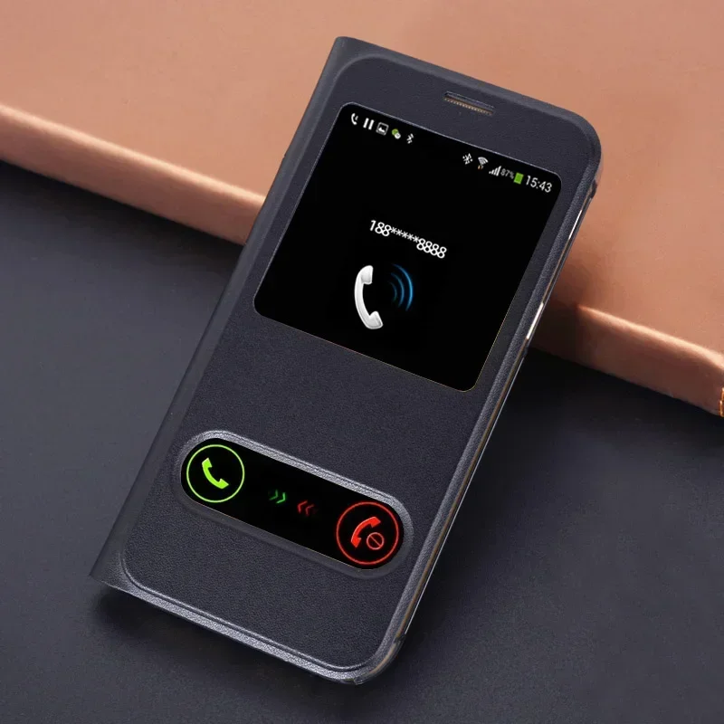 Slim Dual Window Flip Cover: Scratch-Resistant Phone Sleeve Bag