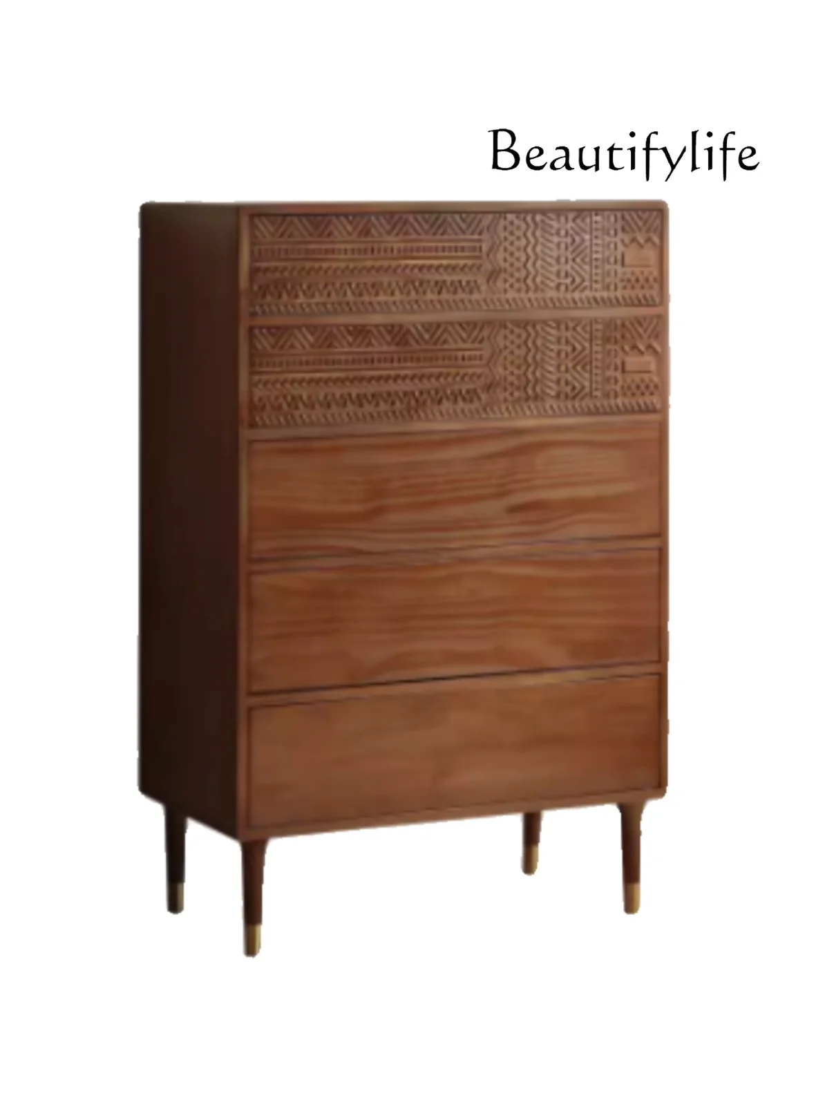 

Nordic Side Cabinet Hotel Mid-Ancient Retro TV Cabinet B & B Solid Wood Chest of Drawers Carved Side Cabinet