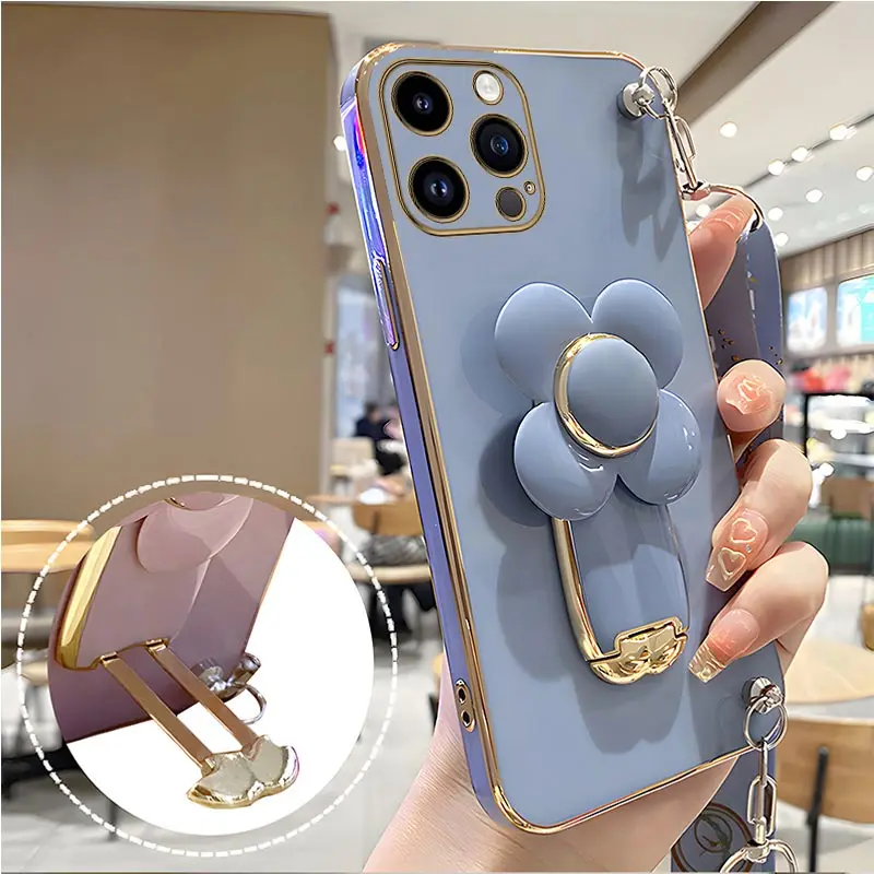 Coque avec support de moulin à vent rotatif, étui avec lanière pour iPhone 14 11 Pro 13 12 Mini 8 7 6 6S Plus 10 X Xr Xs Max SE 2020_voghion.com