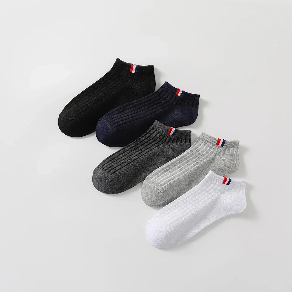 Boat Socks 5 Pairs Thin Summer Boat Socks Solid Color Men's Casual Socks Breathable Sweat Absorbing Invisible Men's Business Ankle boat socks