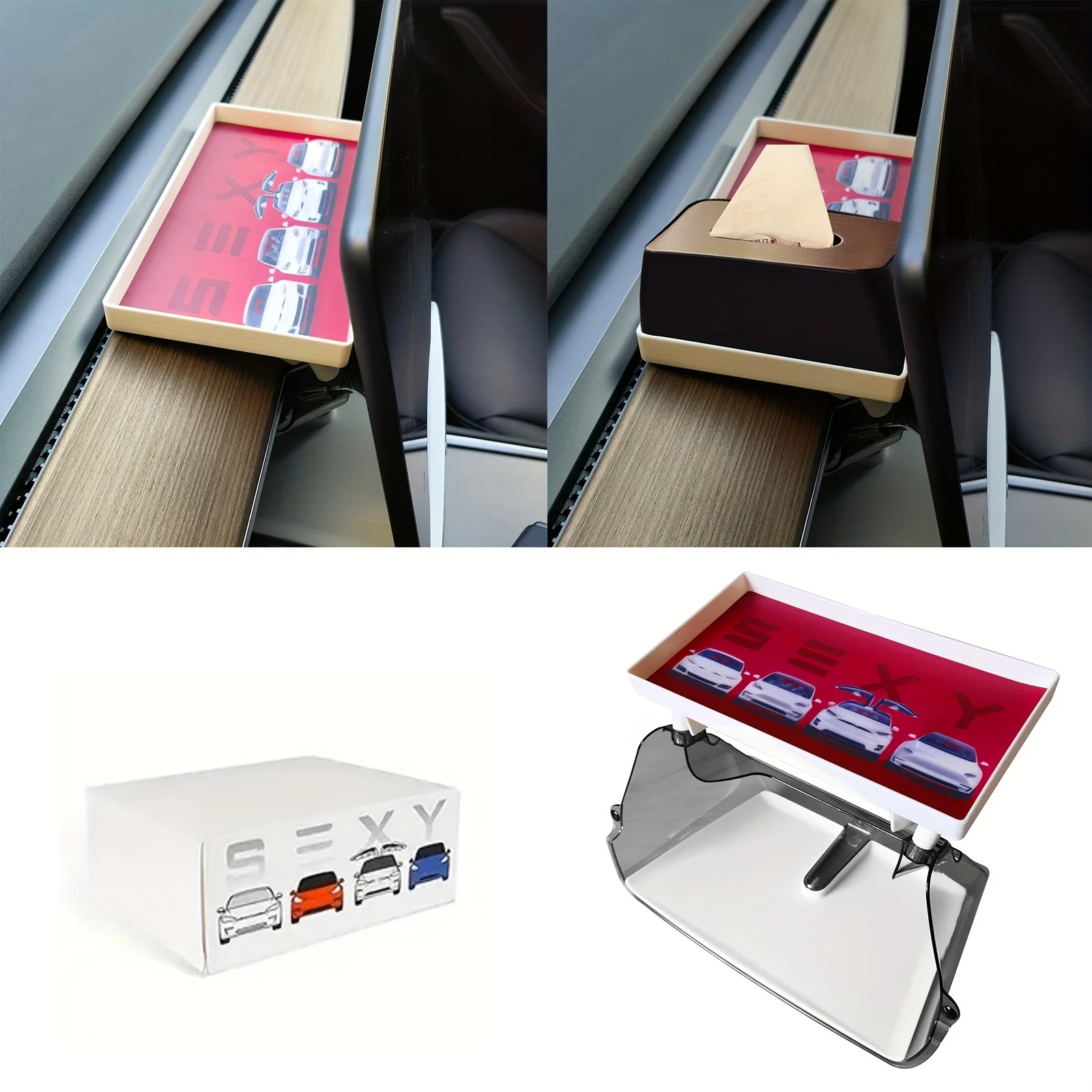 

White Center Console Storage Tray Behind Screen Organizer Tissue Box Phone Sunglasses Key Holder For For Model 3 For Model Y (