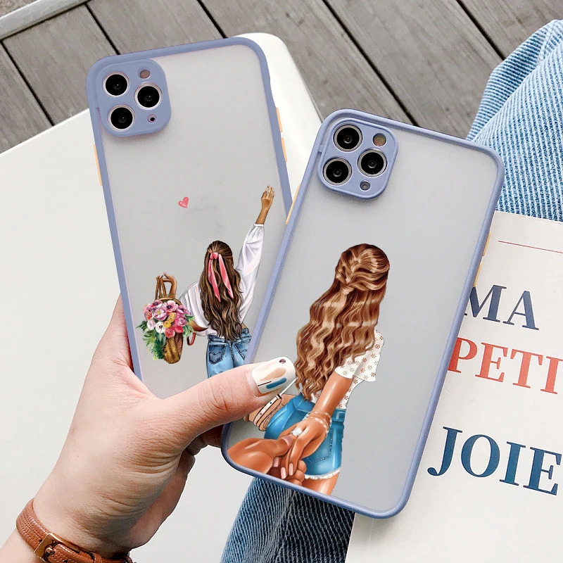 Mode schöne Mädchen Fall für iPhone x xr xs 16 15 14 13 12 11 Pro Max gezeichnete Mädchen Telefon Abdeckung für iPhone 7 8 plus se2020