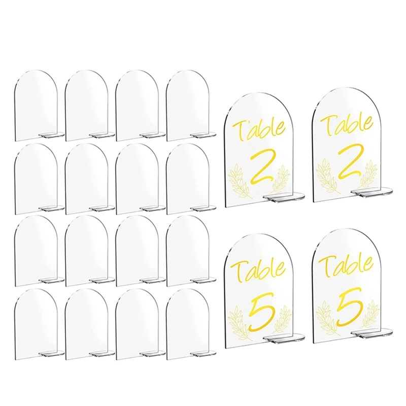 

20Piece Blank Acrylic Numbers Signs With Stand 6X4 Inch Diy Arch Acrylic Stand Signs Wedding Reception Sign