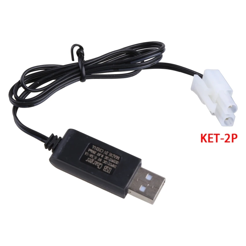Charging Cable Battery USB Charger Ni-Cd Ni-MH Batteries Pack KET-2P Plug Adapter 9.6V 250mA Output Toys Car