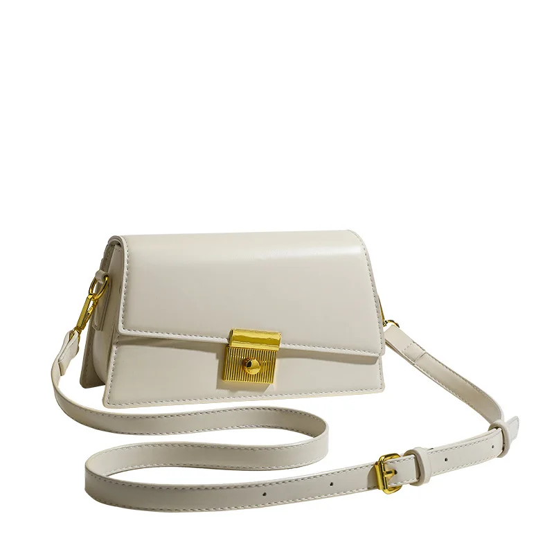 New Fashionable French Buckle Ladies' High end Quality Small Square Simple Personality Cross Shoulder Bag
