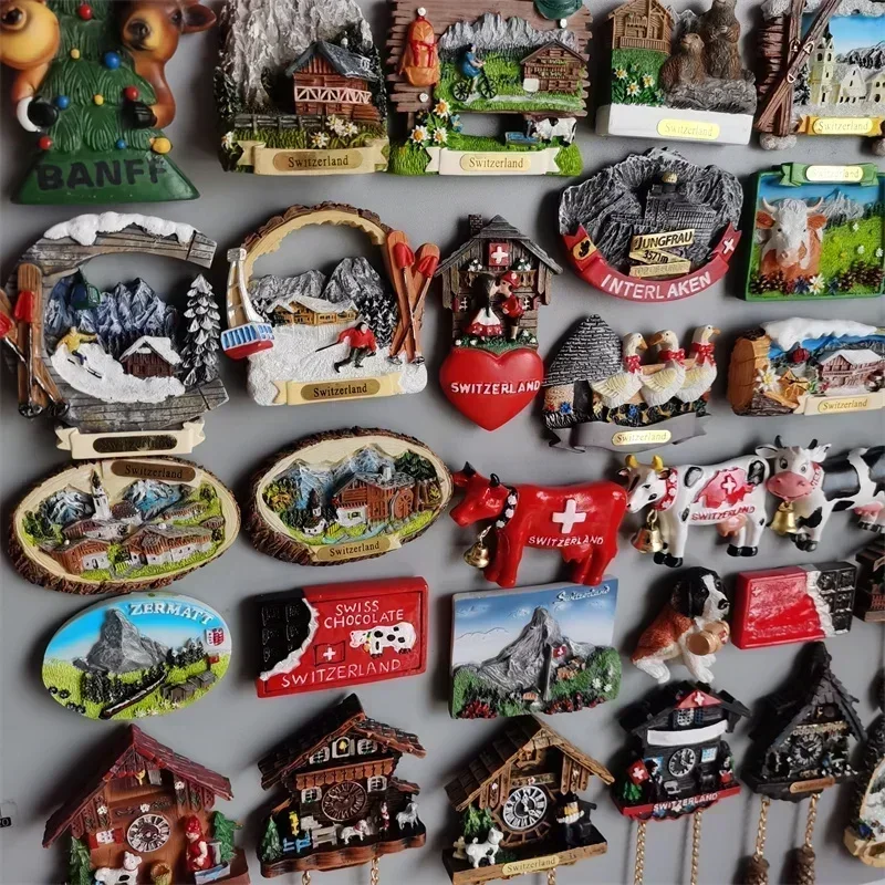 Switzerland Fridge Magnets Geneva Interlaken Swiss Cow Duck Cuckoo Clock Alpine Magnetick Refrigerator Stickers Souvenir Gifts magnetic fridge magnets magnetic sticker magnetic fridge stickers refrigerator decor