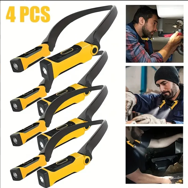 1/2/4pcs USB Rechargeable LED Neck Reading Light Two Brightness Levels For Reading, Knitting, Camping & Repairing Led Work Light