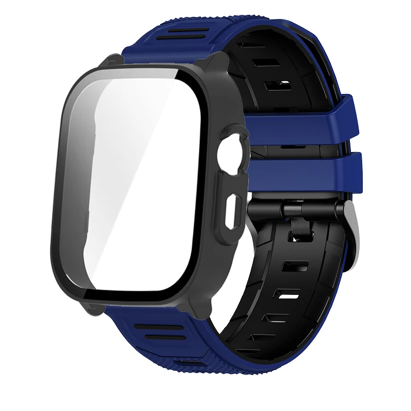 Breathable Silicone Strap with PC Glass Case – 2-in-1 Bracelet and Screen Protector