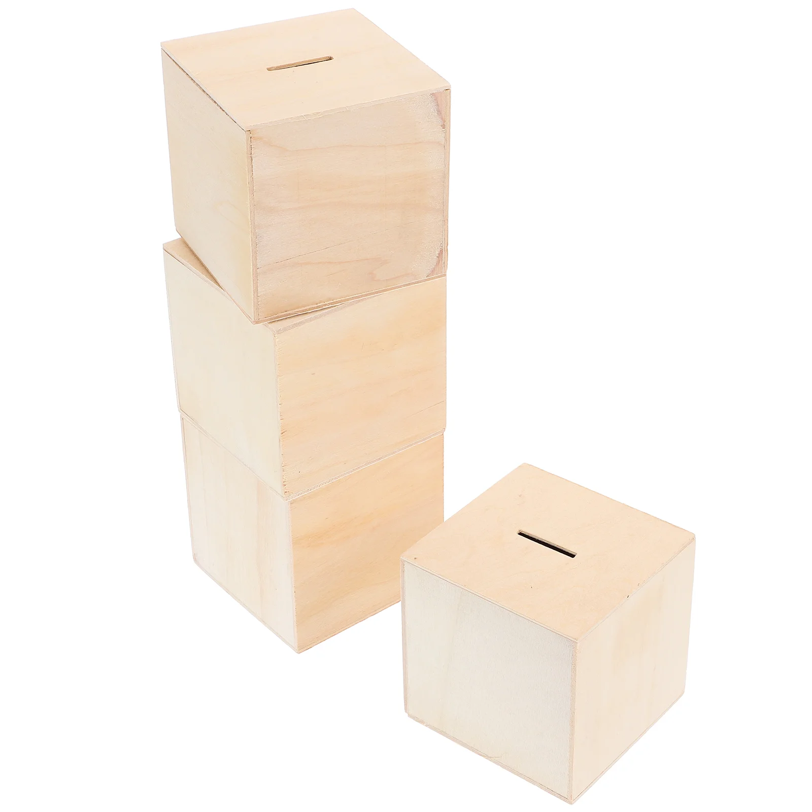 4 Pcs Wooden Piggy Bank Kids Coin Storage Box Money Container Saving Box Change Holder Childrens Piggy Bank Wooden Box For Home 6