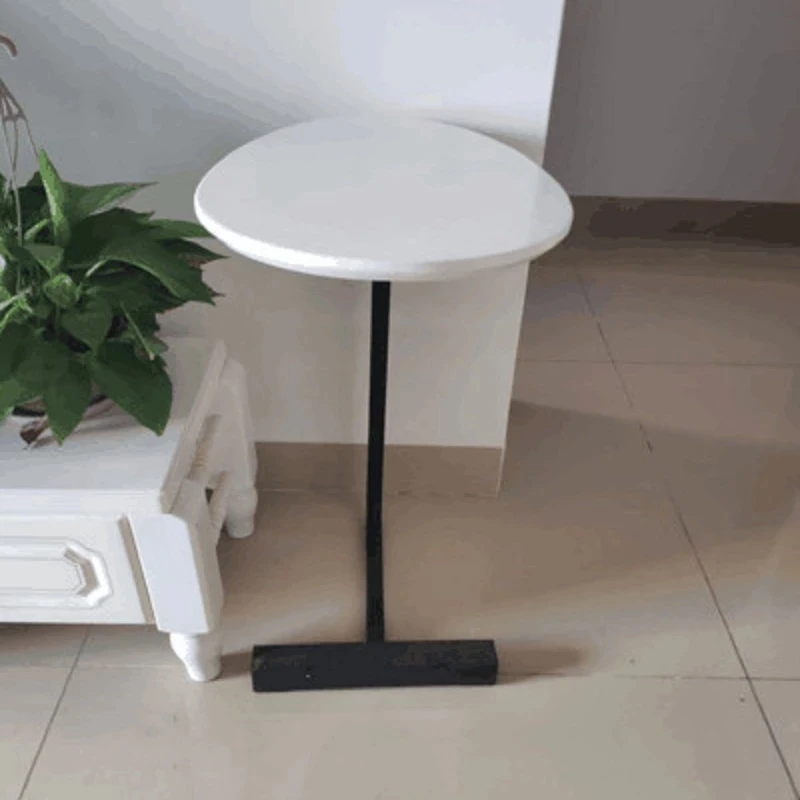 Simple Modern Side Table Iron Art Sofa Corner Table Lazy Bedside Reading Oval Coffee Tea Solid Wood Counter Top