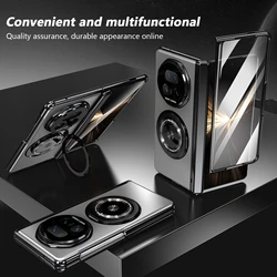 Luxury Aluminum Alloy Rotating Bracket Shockproof Bumper Case for HONOR Magic V5 (Silver)