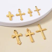 5pcs Gold Color Cross Charm Religious Jesus Pendant for DIY Earring Necklace Jewelry Making Supplies Wholesale 2