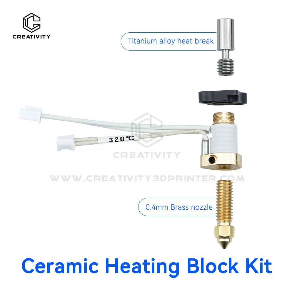 

Ceramic Heating Block Kit 320° Bimetallic Throat Hotend Kit Thermistor Cartridge Heater 60W For K1 MAX / K1 3D Printer Parts