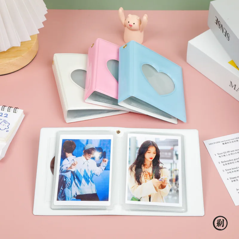 Photocard Holder 1piece 3 Inch Heart Love Hollow Photo Album 32 Pockets Card Binder Mini Idol Pictures Storage Case