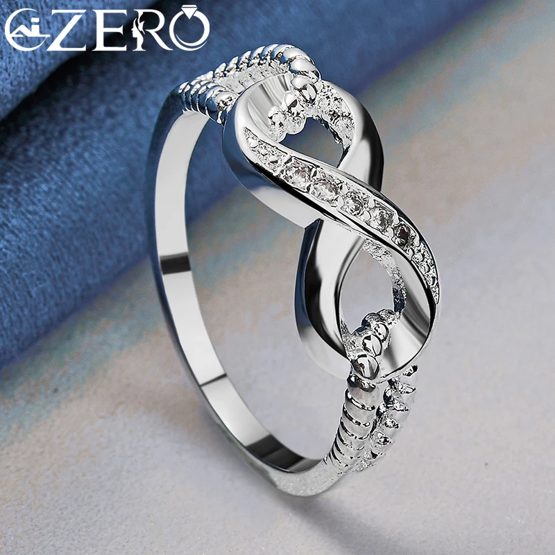 ALIZERO 925 Sterling Silver Zircon 8-Shape Ring for Women Wedding Rings Engagement Band Eternal Manifesto Jewelry Couple Gift 3
