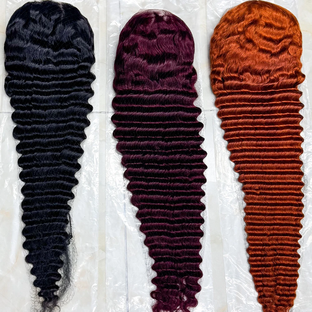 Lace Frontal Deep Wave Curly Human Hair Wigs 250% Density 13x4 HD Transparent Lace Front Human Hair Wig For Black Women