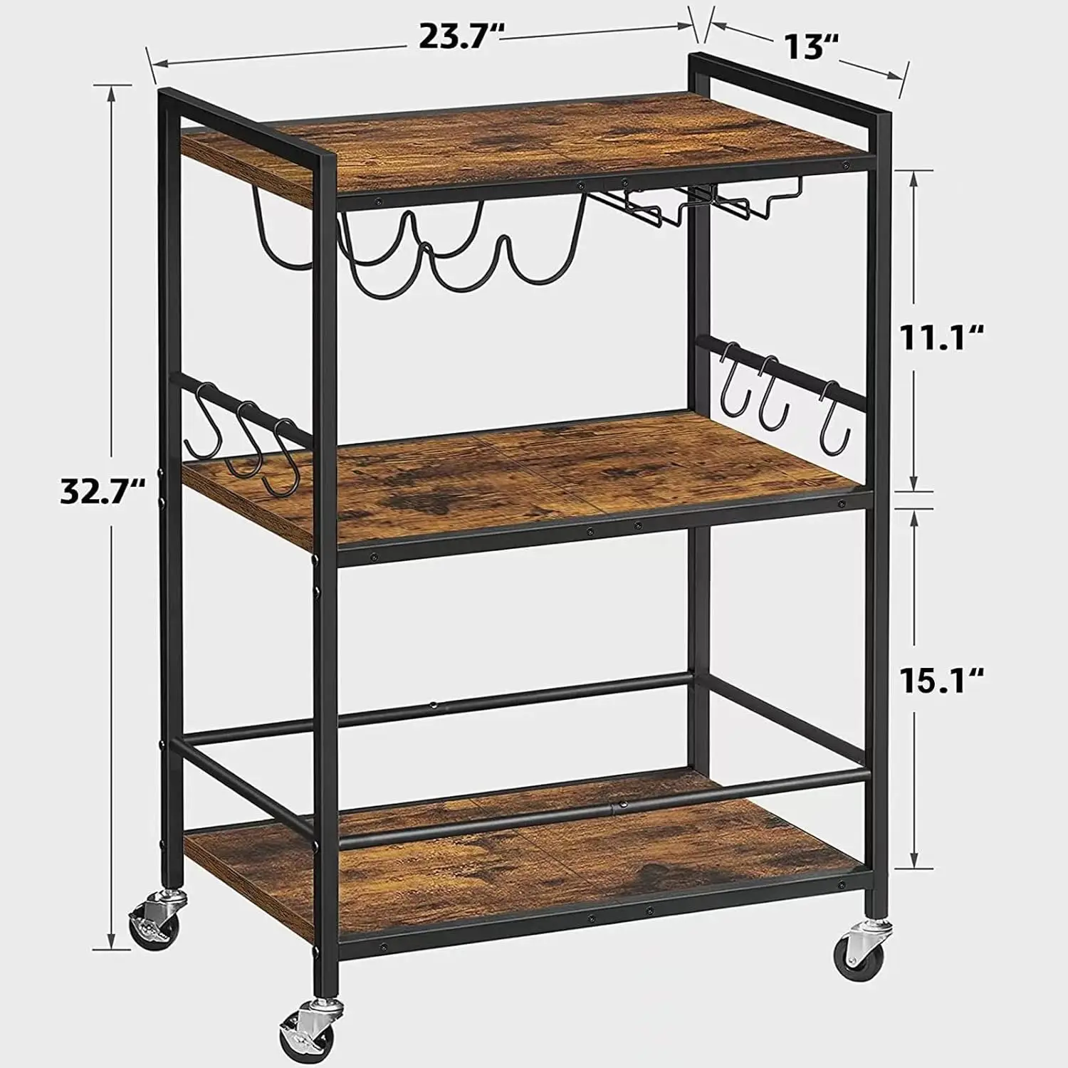 Mobile Kitchen Serving Cart with Wine Rack