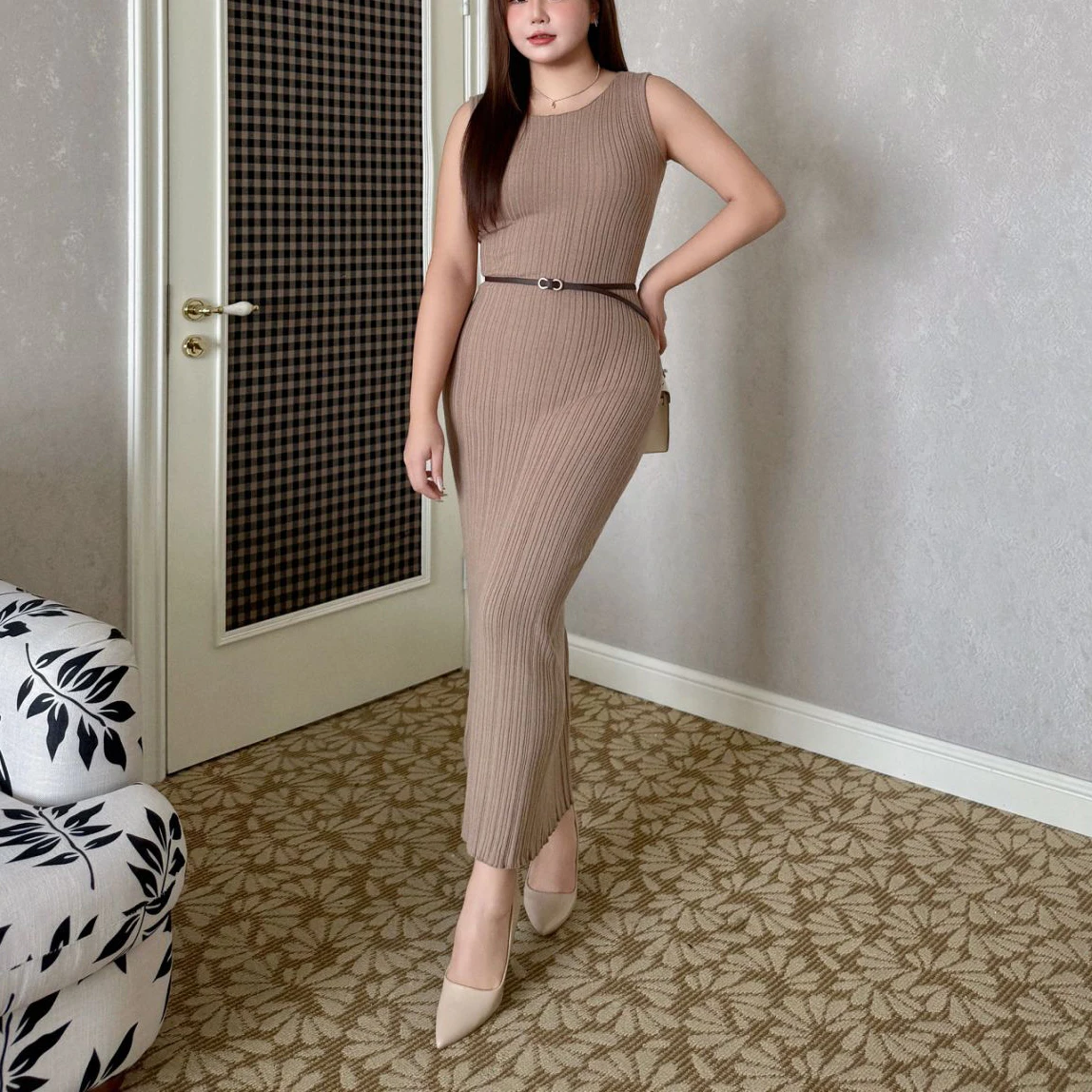 Fashion Plus Size Women's Dresses Premium Elegant Knitted body-hugging French Unique Beautiful Slim Sexy Sleeveless Dress Autumn