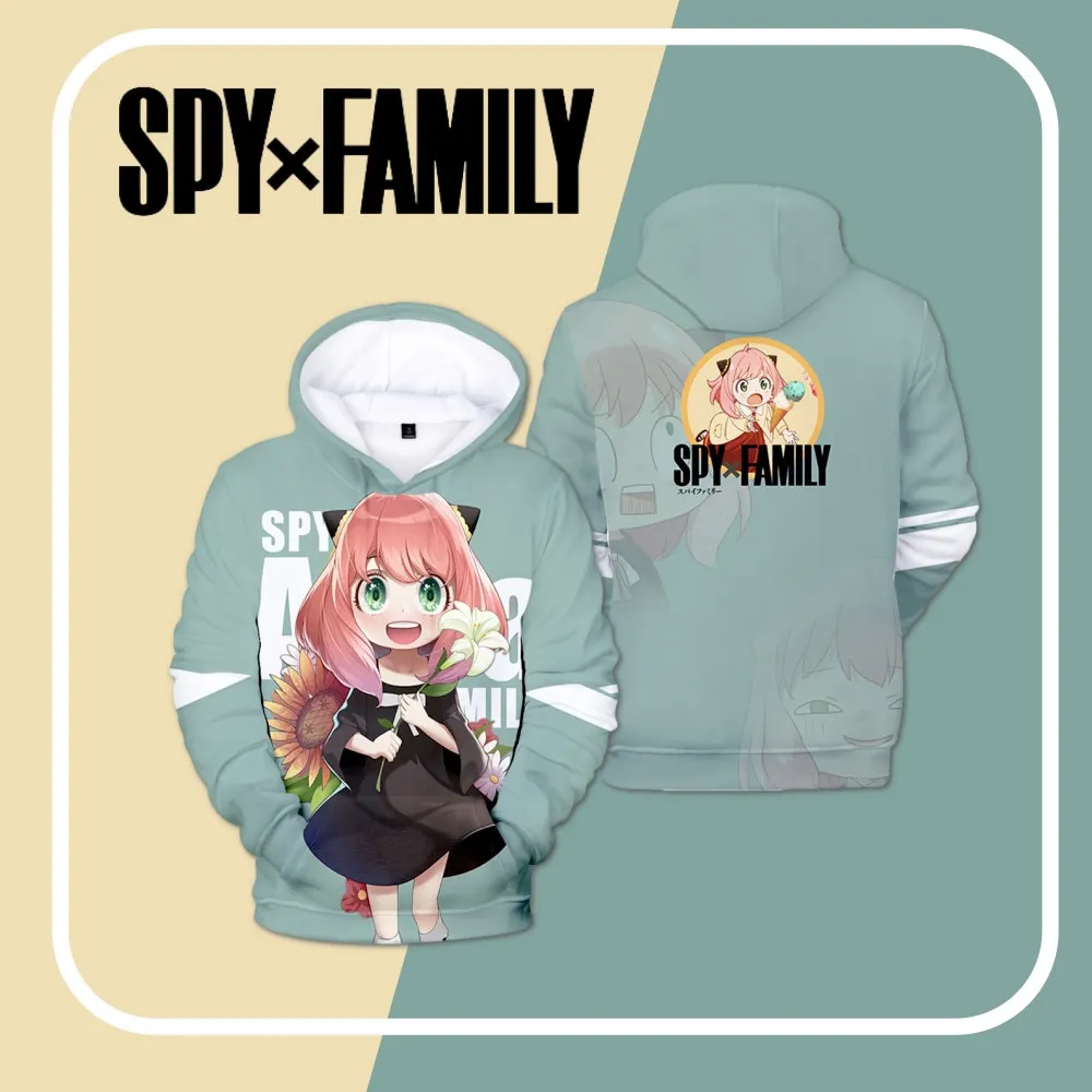 

3D SPY×FAMILY Hoodies Unisex Sweatshirts Fashion Kids Hooded Hip Hop Autumn Streetwear Casual Print Cartoon Boys Girls Tops