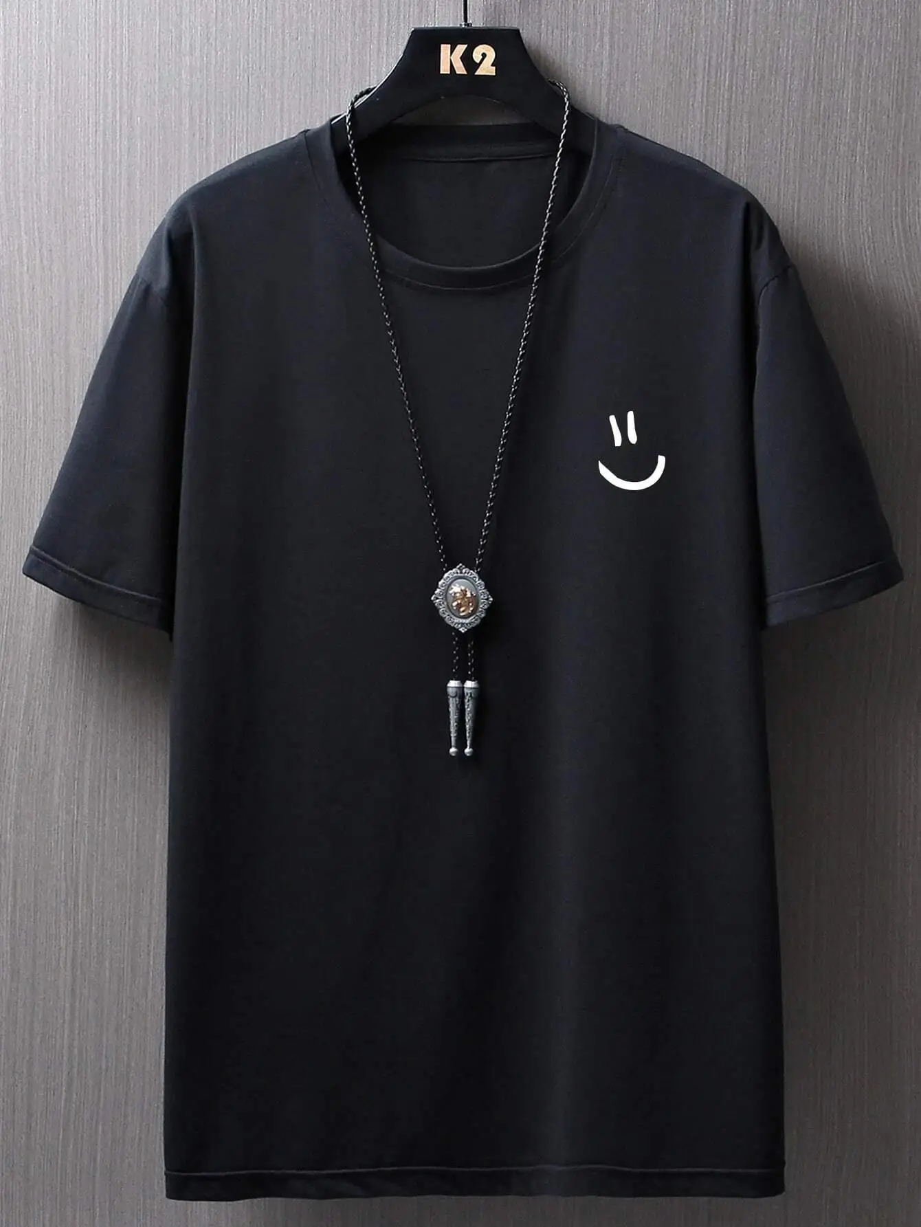 Minimalist Smile Face Graphic Men's Hip Hop Cotton Tee