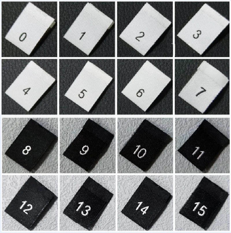 

200pcs Size Labels for Garment Number 0-39 Size Black/White/ Polyester Woven Folded Labels Clothes Sewing Tags 35*12MM LB-036
