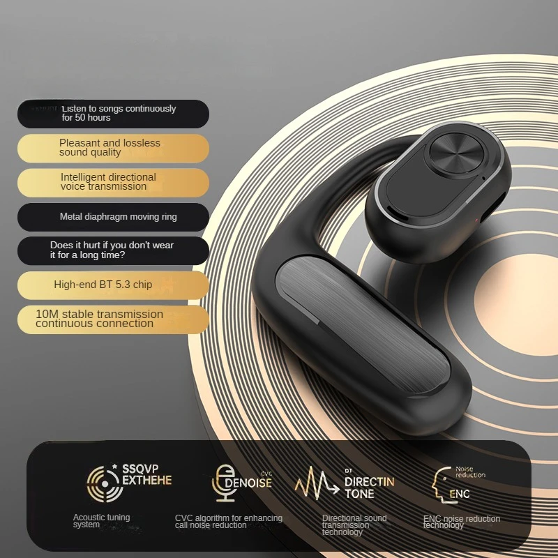 Single-Ear Wireless Headphones Earhook Headset  BT 5.3 Earphone Compatible For IPhone Android  Phones Driving/Business/Office