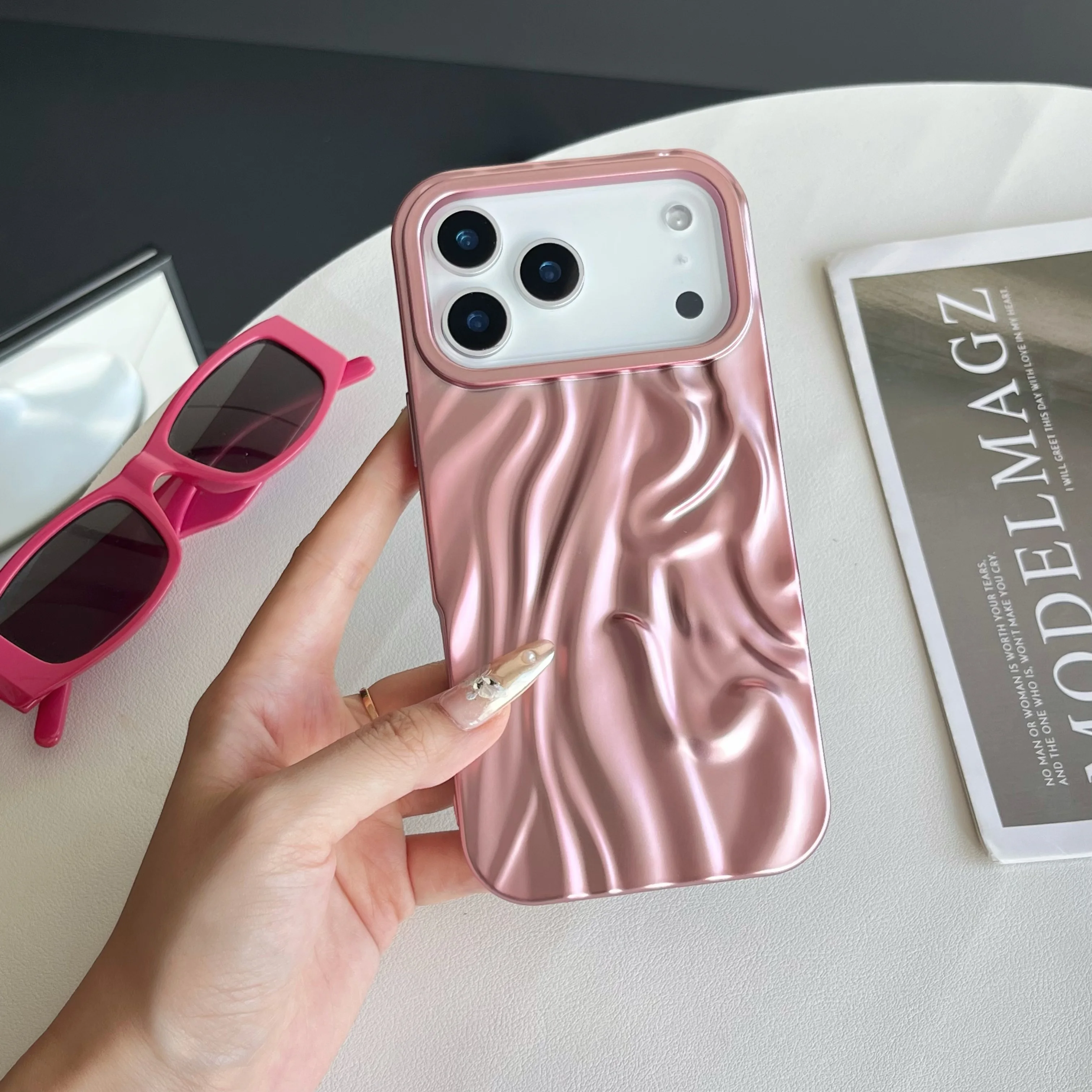 Luxury Plating Water Ripple Shockproof Phone Case - Glossy Matte Silicone Cover