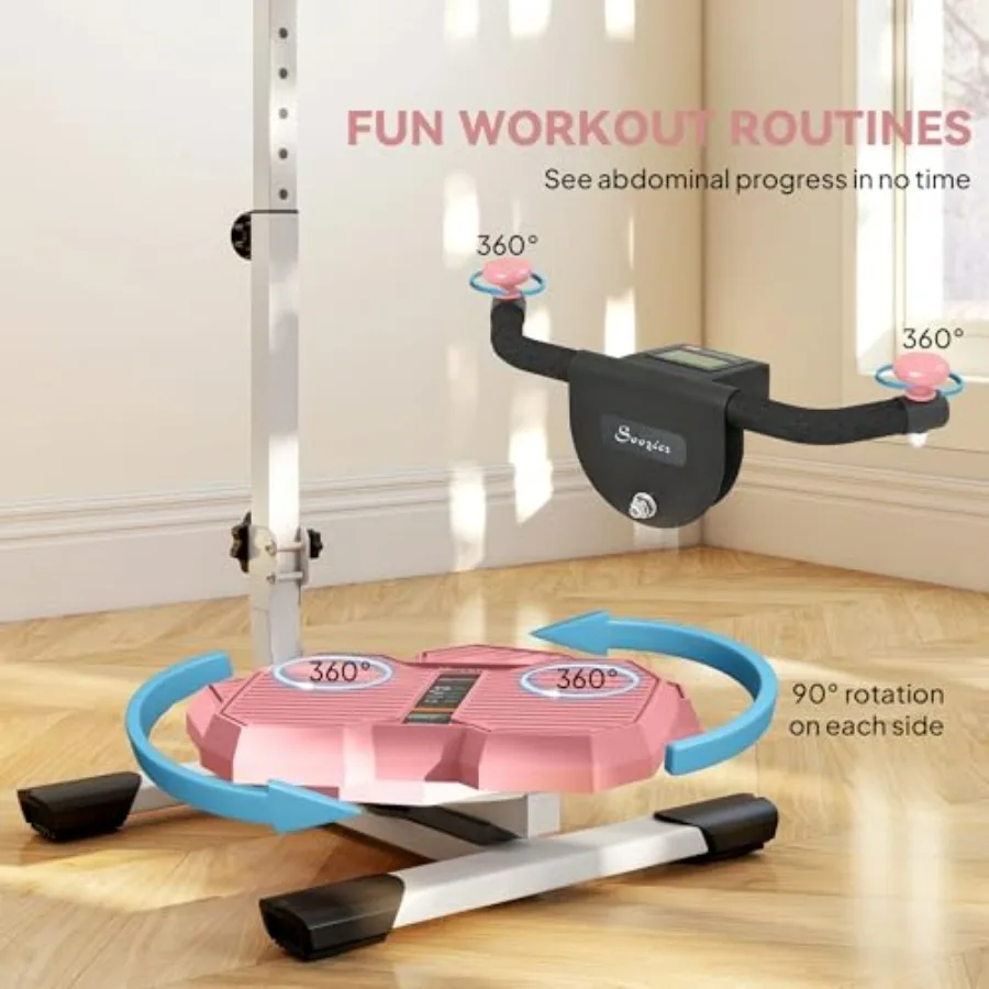 Foldable Ab Twister Board for Waist Trimming with Screen Showing Time, Calories, Ab Workout Equipment for Women and Men, Core Fi