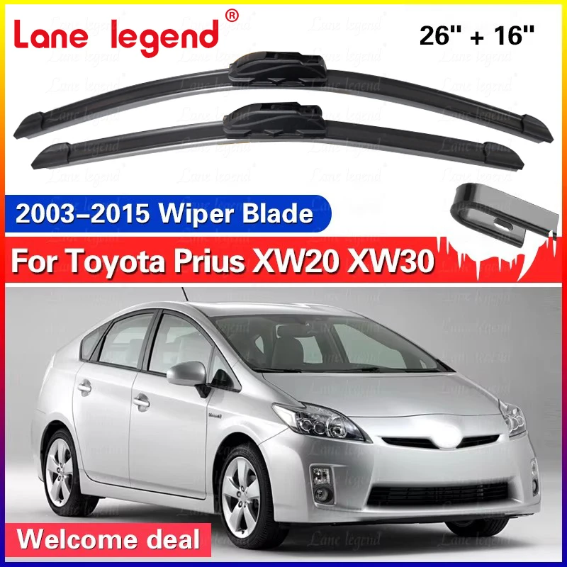 Auto Wischer Klinge Für Toyota Prius XW20 XW30 2003-2015 2nd 3rd Gen Windschutzscheibe Gummi Refill Frontscheibe wischer 26 "+ 16" Zubehör